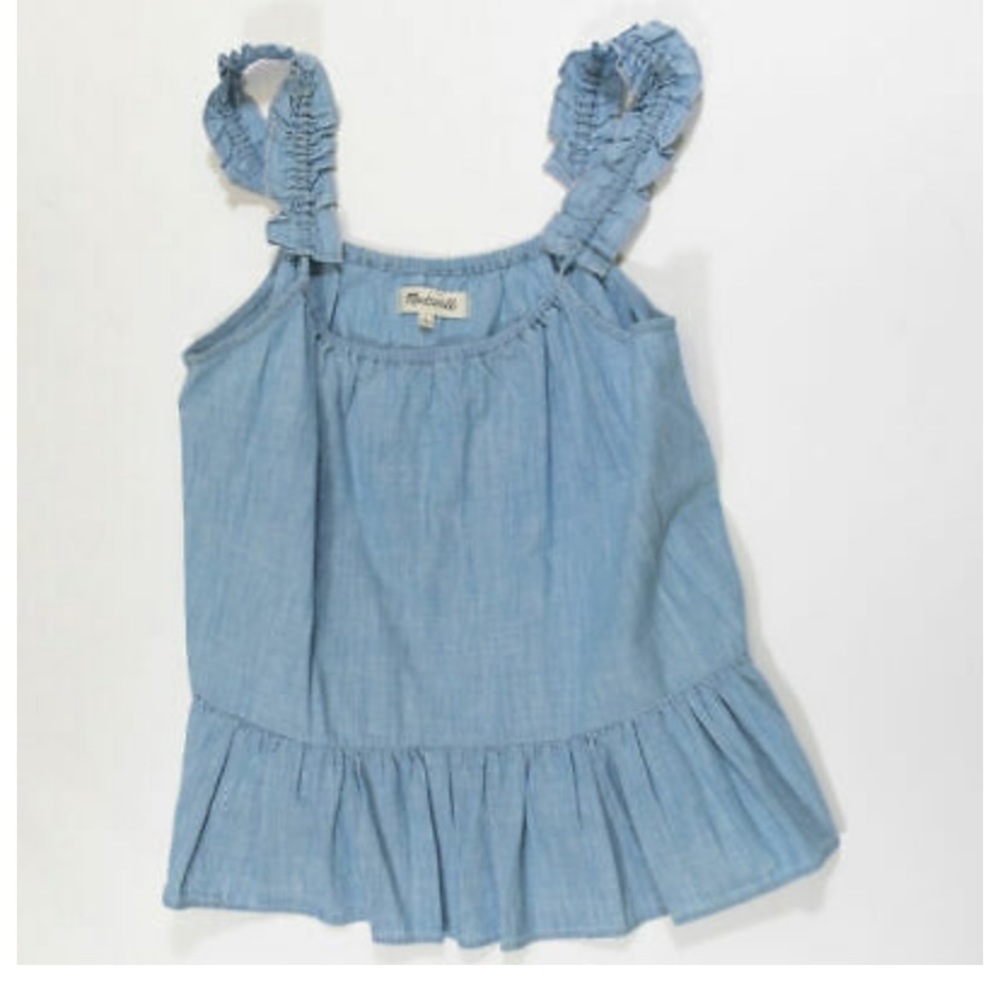 Madewell cotton denim jean chambray ruffle tank